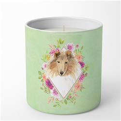 10 oz Collie Green Flowers Decorative Soy Candle