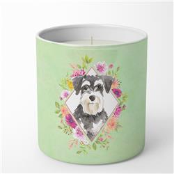 10 oz Schnauzer No.2 Green Flowers Decorative Soy Candle
