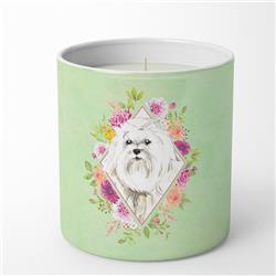 10 oz Maltese Green Flowers Decorative Soy Candle
