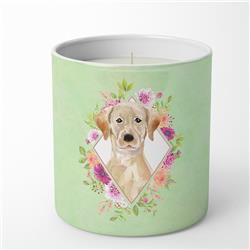 10 oz Yellow Lab Green Flowers Decorative Soy Candle
