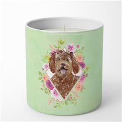 10 oz Labradoodle Green Flowers Decorative Soy Candle