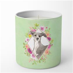 10 oz Italian Greyhound Green Flowers Decorative Soy Candle
