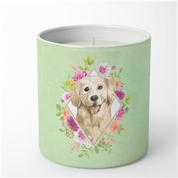 10 oz Golden Retriever Green Flowers Decorative Soy Candle