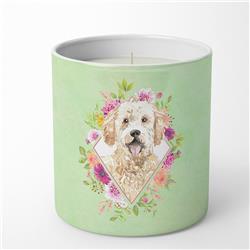 10 oz Goldendoodle Green Flowers Decorative Soy Candle