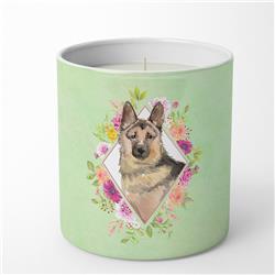 10 oz German Shepherd Green Flowers Decorative Soy Candle