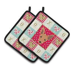 CK5221PTHD 7.5 x 7.5 in. Miniature Pinscher Love Pair of Pot Holders