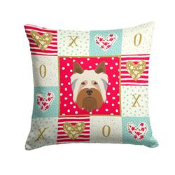 14 x 3 x 14 in. Australian Silky Terrier Love Fabric Decorative Pillow