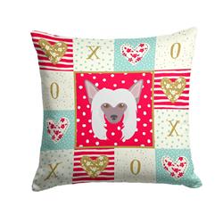 14 x 3 x 14 in. Chinese Crested Love Fabric Decorative Pillow