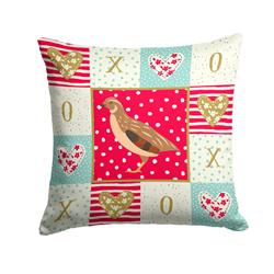 14 x 3 x 14 in. Golden Phoenix Quail Love Fabric Decorative Pillow