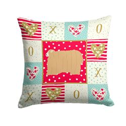 14 x 3 x 14 in. Lincoln Longwool Sheep Love Fabric Decorative Pillow