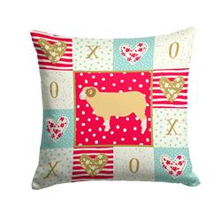 14 x 3 x 14 in. Horned Dorset Sheep Love Fabric Decorative Pillow