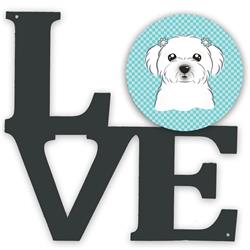 11.5 x 11.75 in. Checkerboard Blue Maltese Metal Artwork Love Wall Decor