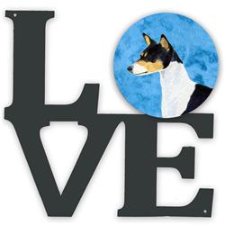 11.5 x 11.75 in. Blue Basenji Metal Artwork Love Wall Decor