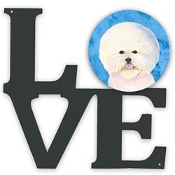 11.5 x 11.75 in. Blue Bichon Frise Metal Artwork Love Wall Decor