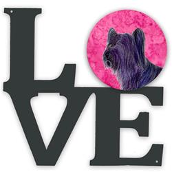 11.5 x 11.75 in. Pink Skye Terrier Metal Artwork Love Wall Decor