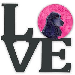 11.5 x 11.75 in. Pink Cocker Spaniel Metal Artwork Love Wall Decor