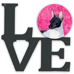 11.5 x 11.75 in. Pink Rat Terrier Metal Artwork Love Wall Decor