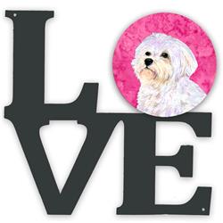 11.5 x 11.75 in. Pink Maltese Metal Artwork Love Wall Decor