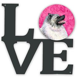 11.5 x 11.75 in. Pink Keeshond Metal Artwork Love Wall Decor