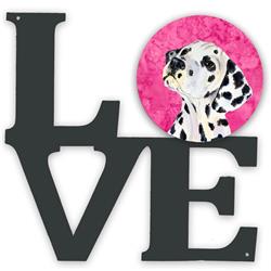 11.5 x 11.75 in. Pink Dalmatian Metal Artwork Love Wall Decor