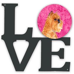 11.5 x 11.75 in. Pink Brussels Griffon Metal Artwork Love Wall Decor