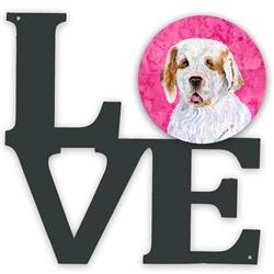 11.5 x 11.75 in. Pink Clumber Spaniel Metal Artwork Love Wall Decor