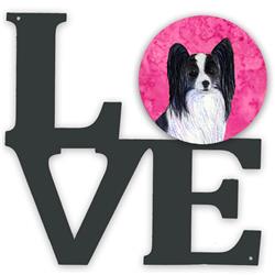 11.5 x 11.75 in. Pink Papillon Metal Artwork Love Wall Decor