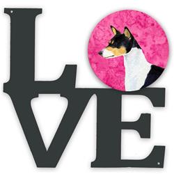 11.5 x 11.75 in. Pink Basenji Metal Artwork Love Wall Decor