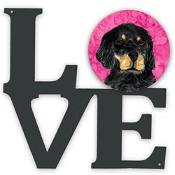 11.5 x 11.75 in. Pink Gordon Setter Metal Artwork Love Wall Decor