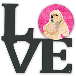 11.5 x 11.75 in. Pink Buff Cocker Spaniel Metal Artwork Love Wall Decor