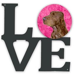 11.5 x 11.75 in. Pink Field Spaniel Metal Artwork Love Wall Decor