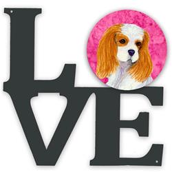 11.5 x 11.75 in. Pink Cavalier Spaniel Metal Artwork Love Wall Decor