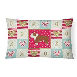 Picture of Carolines Treasures CK5926PW1216 12 x 3 x 16 in. English Bulldog Love Canvas Fabric Decorative Pillow