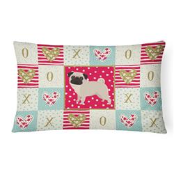 12 x 3 x 16 in. Pug Love Canvas Fabric Decorative Pillow