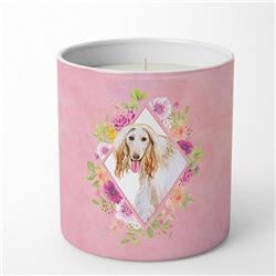 10 oz Afghan Hound Pink Flowers Decorative Soy Candle