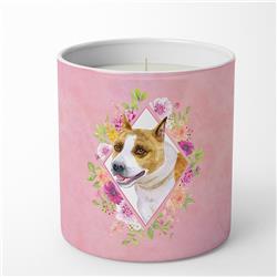 10 oz Bull Terrier Pink Flowers Decorative Soy Candle