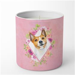 10 oz Basenji Pink Flowers Decorative Soy Candle