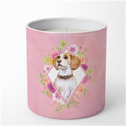 10 oz Beagle Pink Flowers Decorative Soy Candle