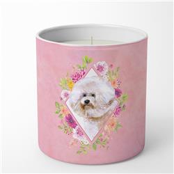 10 oz Bichon Frise No.1 Pink Flowers Decorative Soy Candle