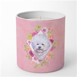 10 oz Bichon Frise No.2 Pink Flowers Decorative Soy Candle