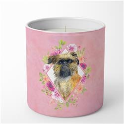 10 oz Brussels Griffon Pink Flowers Decorative Soy Candle