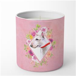 10 oz Bull Terrier Pink Flowers Decorative Soy Candle