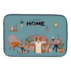 14 x 21 in. Red White Border Collie Sweet Home Dish Drying Mat