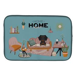 14 x 21 in. Black Tan Wire Haired Dachshund Sweet Home Dish Drying Mat