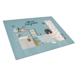Black Pekingese in Bathtub Glass Cutting Board - Large