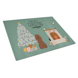 Irish Water Spaniel Christmas Everyone Glass Cutting Board - Large