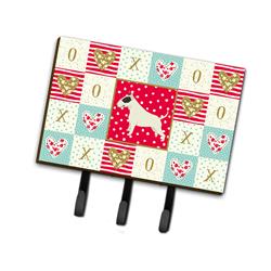 6 x 2 x 9 in. Black & White Bull Terrier Love Leash or Key Holder