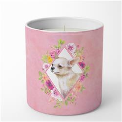 10 oz Chihuahua No.2 Pink Flowers Decorative Soy Candle
