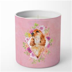 10 oz Cocker Spaniel No.2 Pink Flowers Decorative Soy Candle