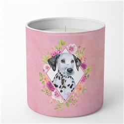 10 oz Dalmatian Puppy Pink Flowers Decorative Soy Candle
